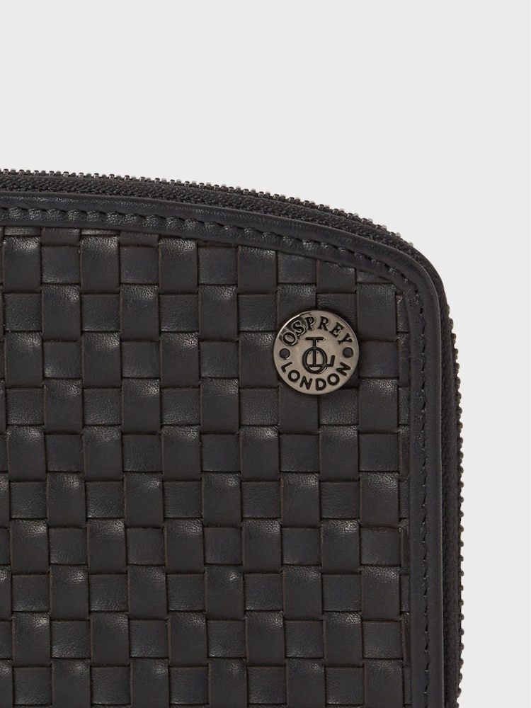 OSPREY LONDON The Woven Large Zip Around Black Purse - Image 6 of 6