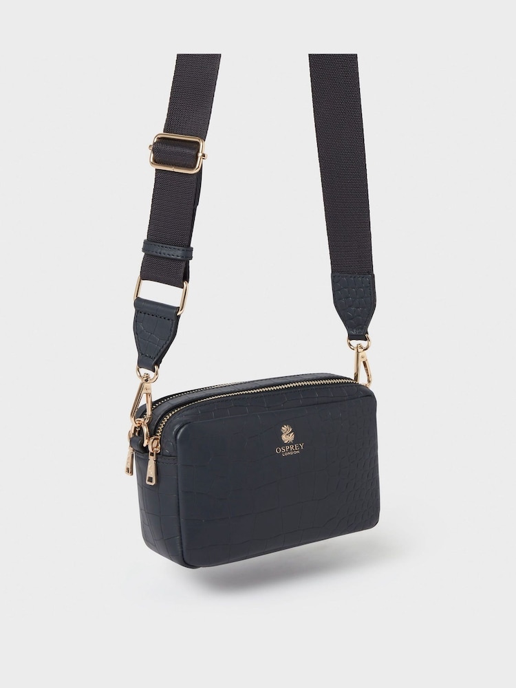 Sacoche pour appareil photo OSPREY LONDON The Chester mi-longue en cuir bleu - Image 2 of 7