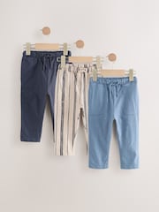 Blue/Navy Blue/ Stripe 100% Cotton Lightweight Jersey Joggers (3mths-7yrs) - Image 1 of 7