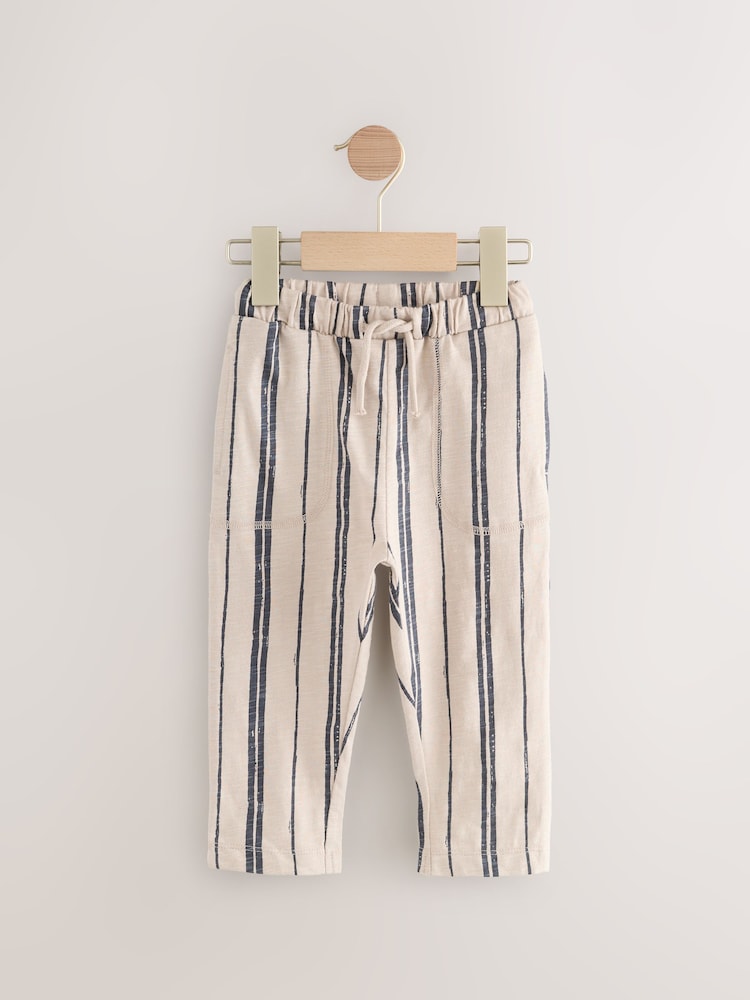 Blue/Navy Blue/ Stripe 100% Cotton Lightweight Jersey Joggers (3mths-7yrs) - Image 2 of 7