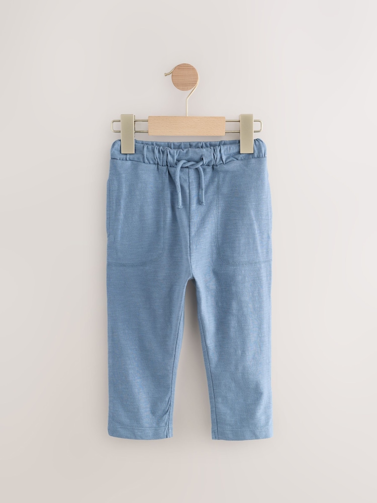Blue/Navy Blue/ Stripe 100% Cotton Lightweight Jersey Joggers (3mths-7yrs) - Image 4 of 7