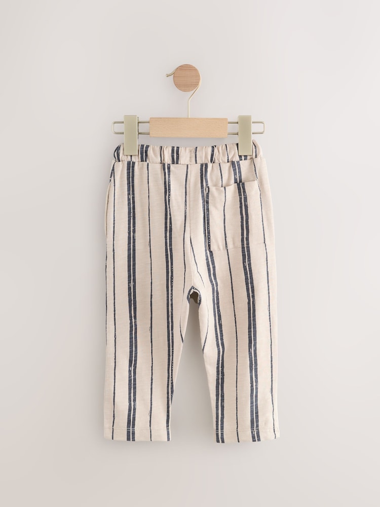Blue/Navy Blue/ Stripe 100% Cotton Lightweight Jersey Joggers (3mths-7yrs) - Image 5 of 7