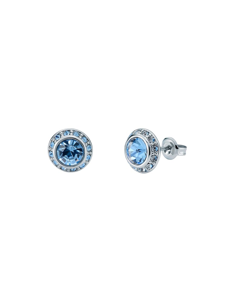 Ted Baker Silver/Blue SOLETIA: Solitaire Sparkle Crystal Stud Earrings - Image 4 of 7