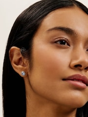 Ted Baker Silver/Blue SOLETIA: Solitaire Sparkle Crystal Stud Earrings - Image 6 of 7