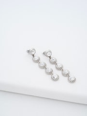 Ted Baker Silver Tone Sorella Solitaire Sparkle Crystal Long Drop Earrings - Image 1 of 7