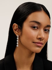 Ted Baker Silver Tone Sorella Solitaire Sparkle Crystal Long Drop Earrings - Image 6 of 7