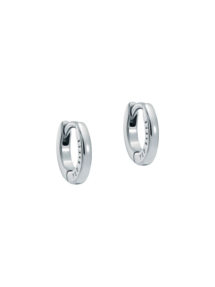 Ted Baker Silver Tone Crislie Logo Hoop Earrings - Image 1 of 6