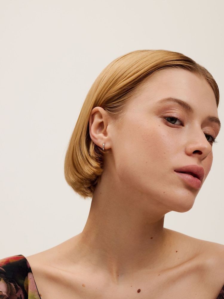 Ted Baker Silver Tone Crislie Logo Hoop Earrings - Image 6 of 6