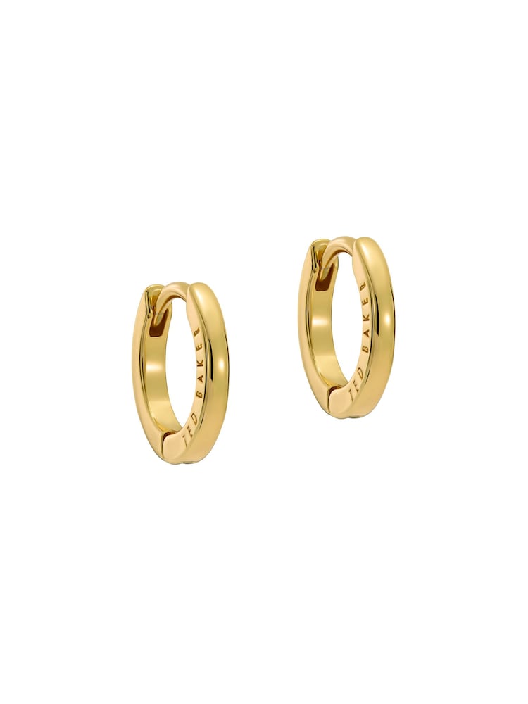 Ted Baker Gold Tone Crislie Logo Hoop Earrings - Image 1 of 6
