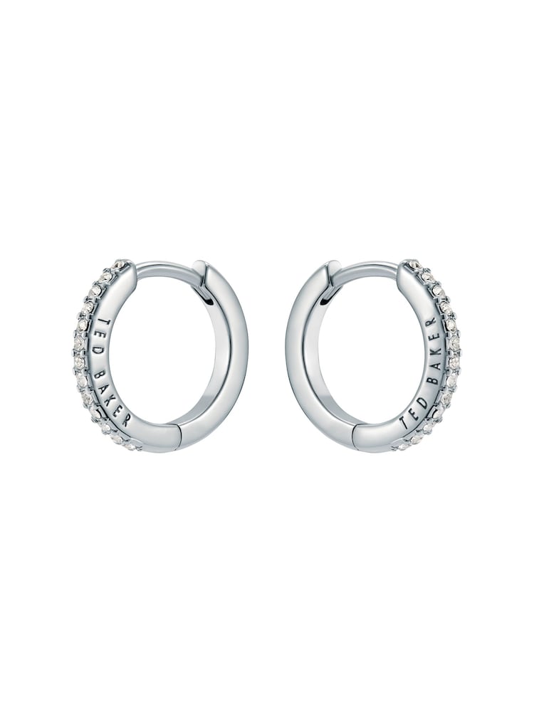 Ted Baker Silver Heplie: Crystal Hoop Earrings - Image 3 of 6