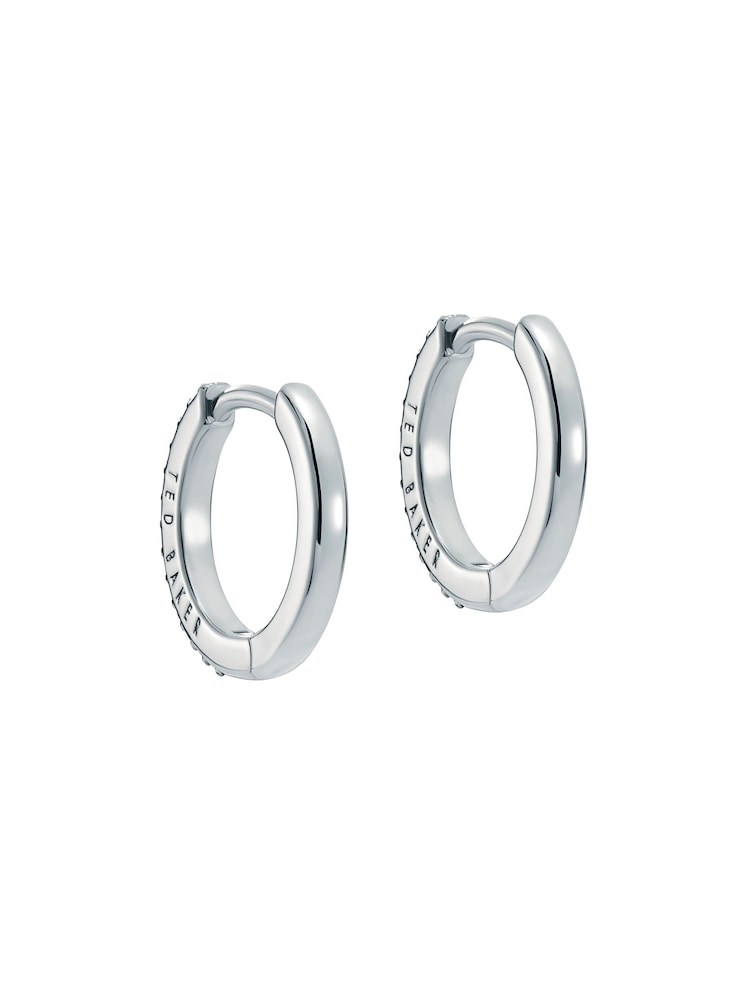 Ted Baker Silver Heplie: Crystal Hoop Earrings - Image 4 of 6