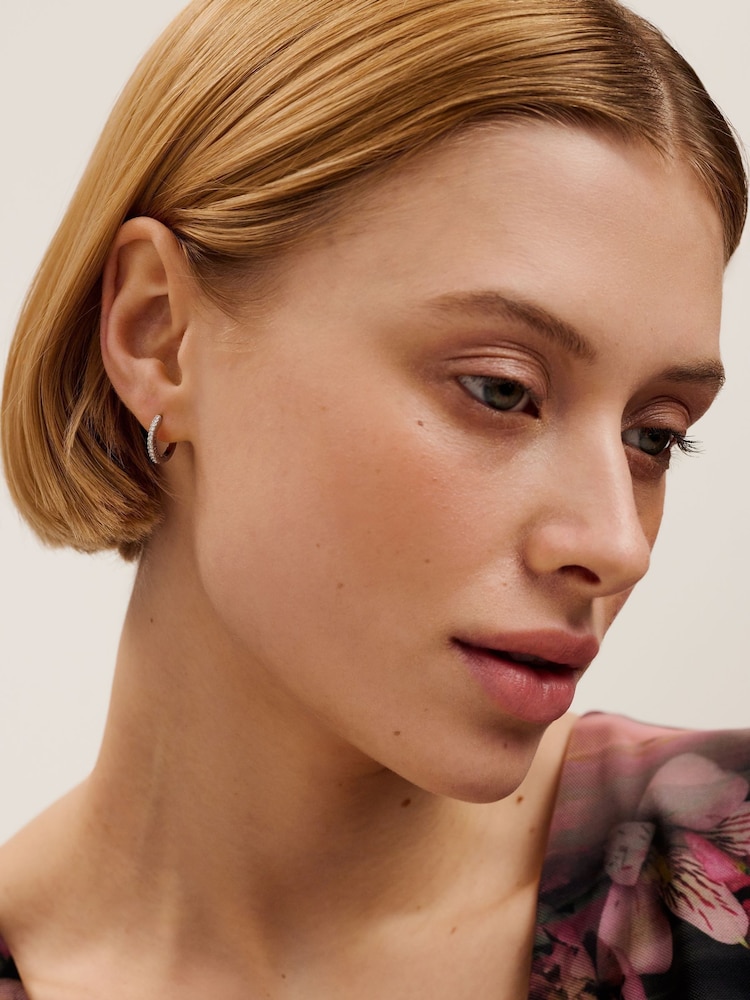 Ted Baker Silver Heplie: Crystal Hoop Earrings - Image 5 of 6
