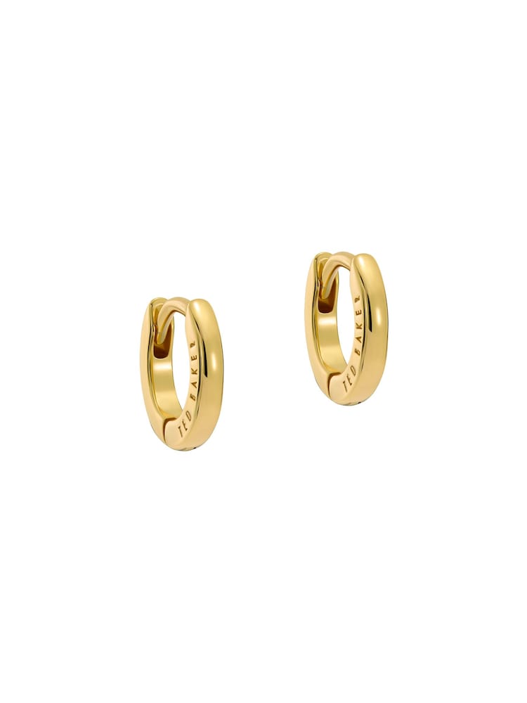 Ted Baker Golden yellow Tone Crislie Logo Hoop Earrings - Image 1 of 5