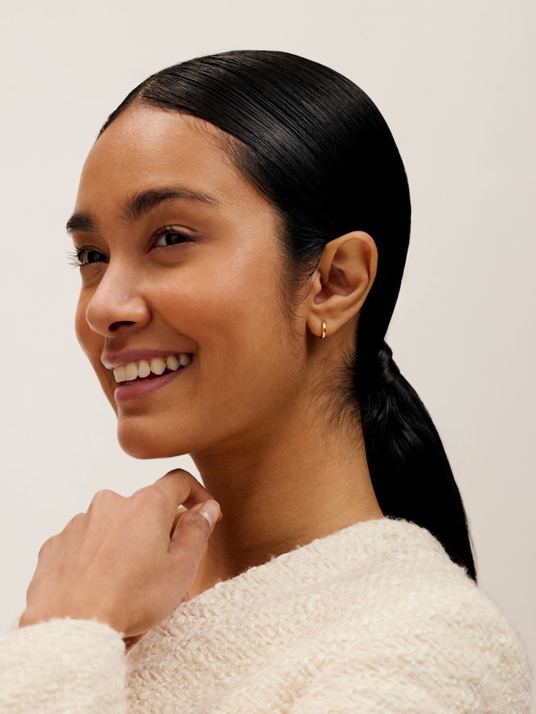 Ted Baker Golden yellow Tone Crislie Logo Hoop Earrings - Image 5 of 5