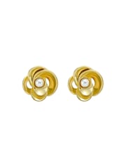 Ted Baker Gold Tone Flores Pearl Flower Statement Stud Earrings - Image 3 of 7