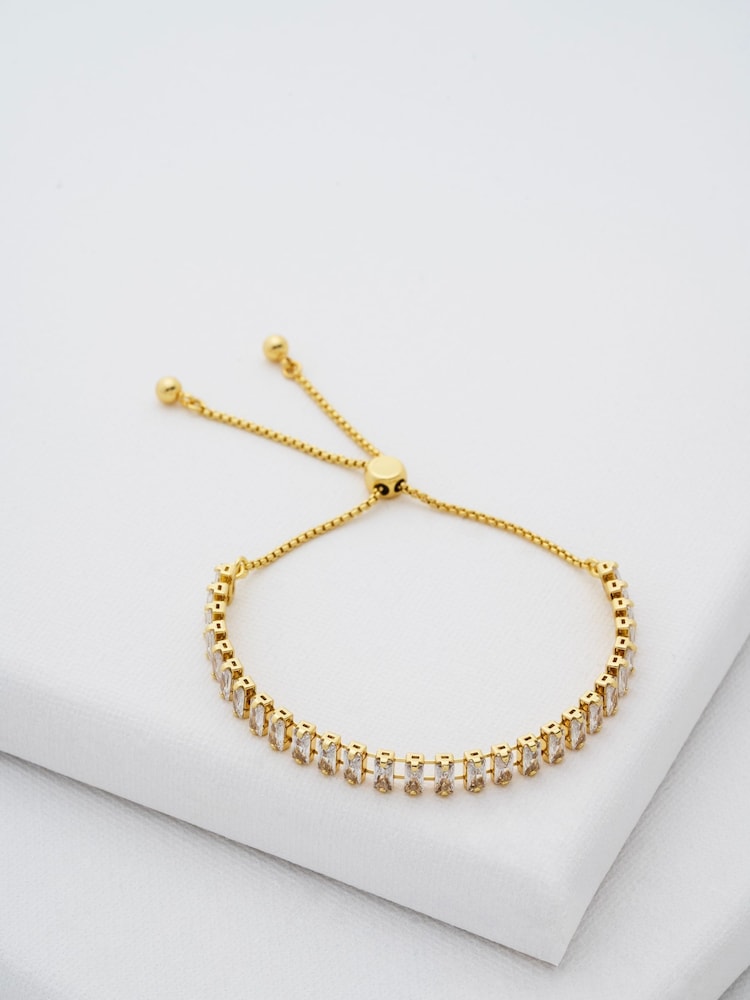 Ted Baker Gold Tone Isabela Crystal Baguette Adjustable Bracelet - Image 1 of 6