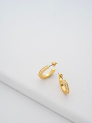 Ted Baker Gold Tone Sinliaa Crystal Hoop Earrings - Image 1 of 8