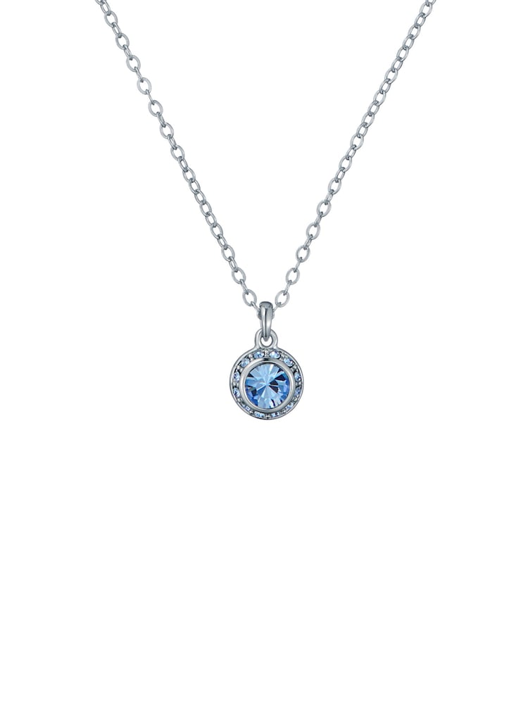 Ted Baker Silver/Blue SOLTELL: Solitaire Sparkle Crystal Pendant Necklace - Image 4 of 6