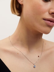 Ted Baker Silver/Blue SOLTELL: Solitaire Sparkle Crystal Pendant Necklace - Image 5 of 6