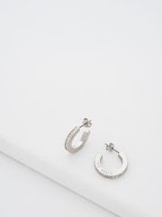 Ted Baker Silver Tone Sinliaa Crystal Hoop Earrings - Image 1 of 7