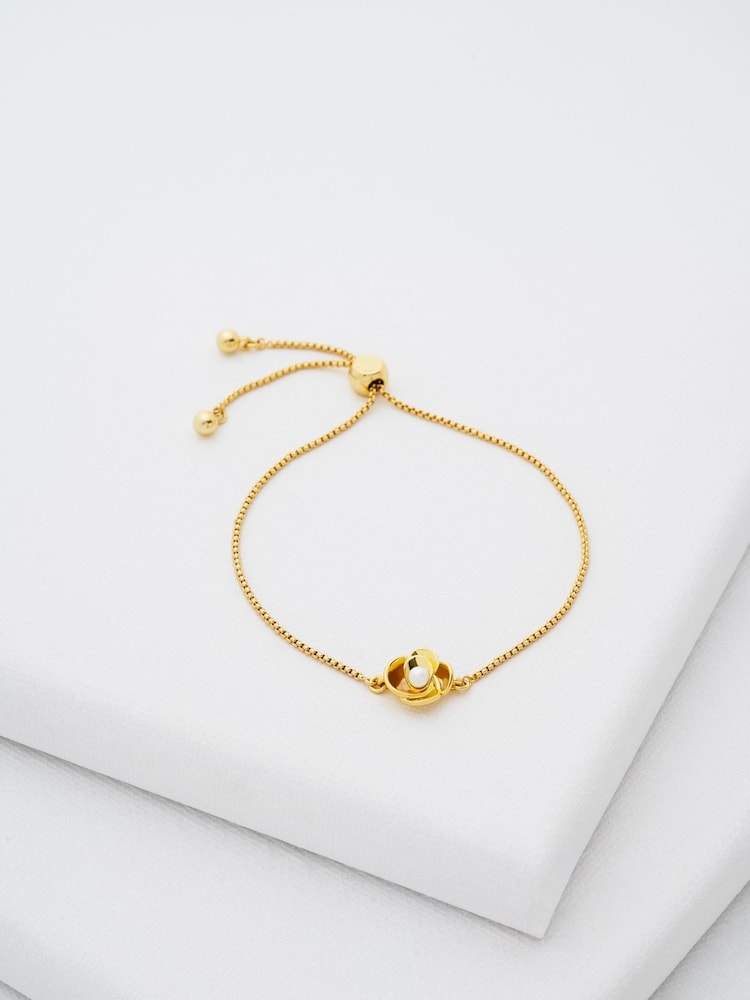 Ted Baker Gold Tone Florie Pearl Flower Adjustable Bracelet - Image 1 of 5