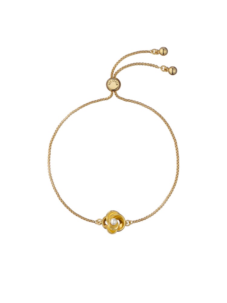 Ted Baker Gold Tone Florie Pearl Flower Adjustable Bracelet - Image 2 of 5