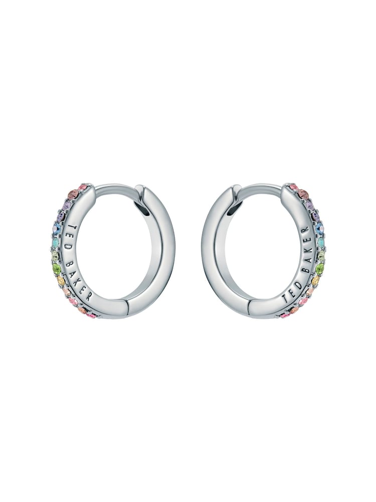 Ted Baker Silver Multi Heplie: Crystal Hoop Earrings - Image 3 of 6