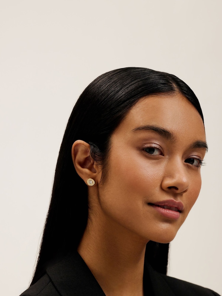 Ted Baker Gold Tone Cherelle Crystal Button Stud Earrings - Image 7 of 7