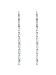 Ted Baker Silver Tone Isalie Crystal Baguette Slinky Drop Earrings - Image 3 of 7