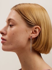 Ted Baker Silver Tone Isalie Crystal Baguette Slinky Drop Earrings - Image 6 of 7