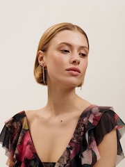 Ted Baker Silver Tone Isalie Crystal Baguette Slinky Drop Earrings - Image 7 of 7