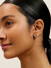 Ted Baker Silver Tone Haliana Halo Crystal Stud Earrings - Image 4 of 5