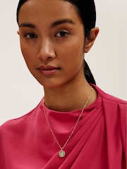 Ted Baker Gold Tone Monella Monogram Button Pendant Necklace - Image 6 of 6