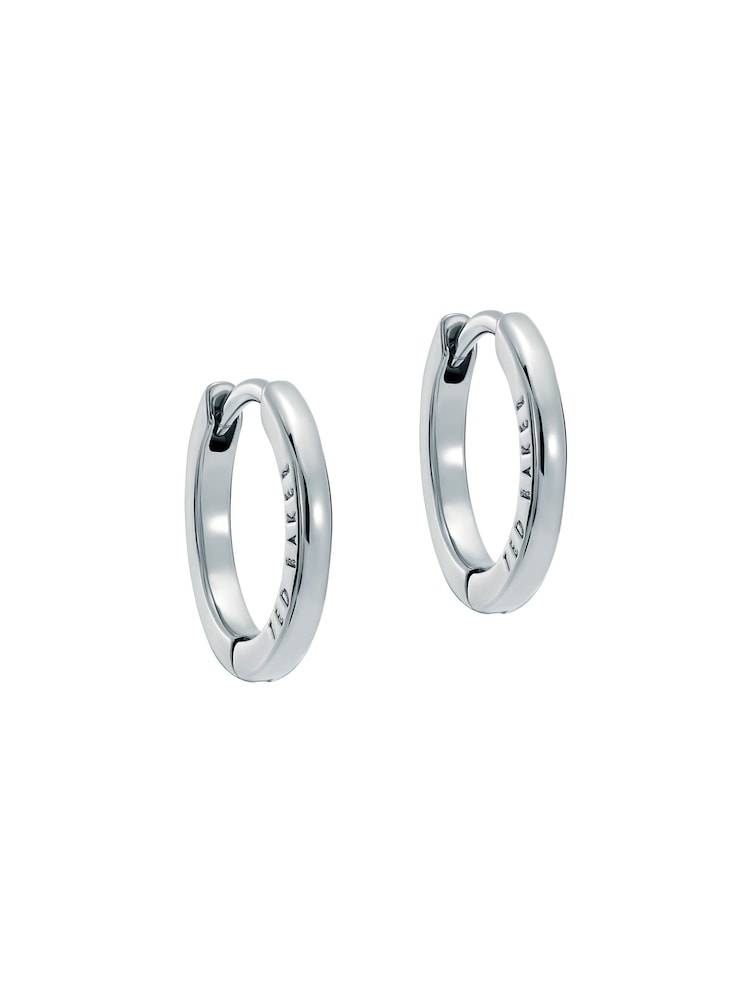 Ted Baker Silver Tone Crisele Logo Hoop Earrings - Image 1 of 6