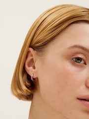 Ted Baker Silver Tone Crisele Logo Hoop Earrings - Image 5 of 6