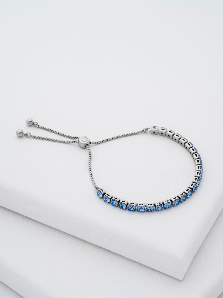 Ted Baker Silver/Blue MELRAH: Crystal Adjustable Tennis Bracelet For Women - Image 1 of 7