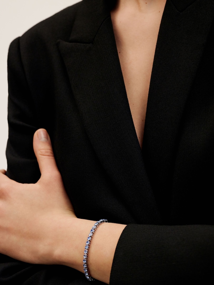 Ted Baker Silver/Blue MELRAH: Crystal Adjustable Tennis Bracelet For Women - Image 5 of 7