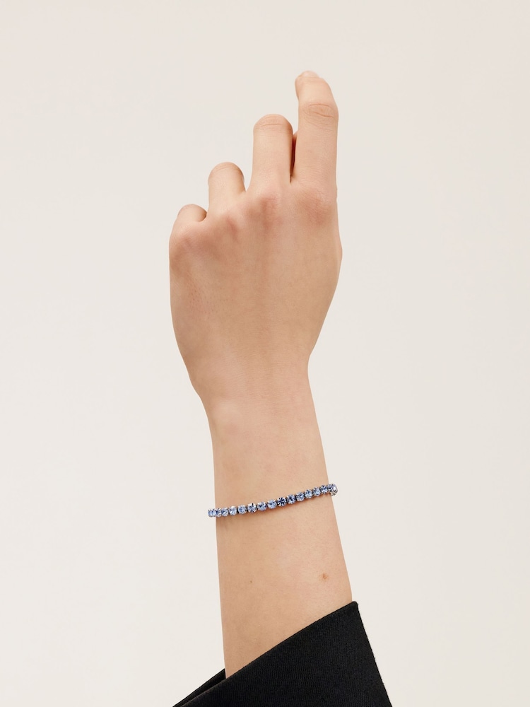 Ted Baker Silver/Blue MELRAH: Crystal Adjustable Tennis Bracelet For Women - Image 7 of 7