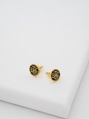 Ted Baker Gold Tone Monlia Monogram Button Stud Earrings - Image 1 of 7