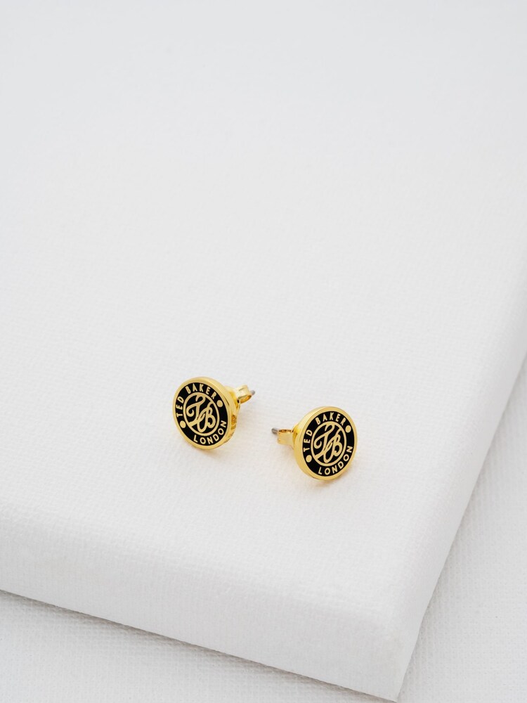 Ted Baker Gold Tone Monlia Monogram Button Stud Earrings - Image 1 of 7