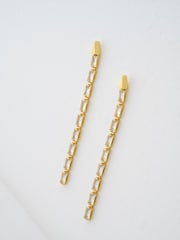 Ted Baker Gold Tone Isalie Crystal Baguette Slinky Drop Earrings - Image 1 of 7