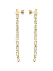 Ted Baker Gold Tone Isalie Crystal Baguette Slinky Drop Earrings - Image 4 of 7