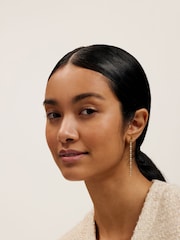 Ted Baker Gold Tone Isalie Crystal Baguette Slinky Drop Earrings - Image 6 of 7