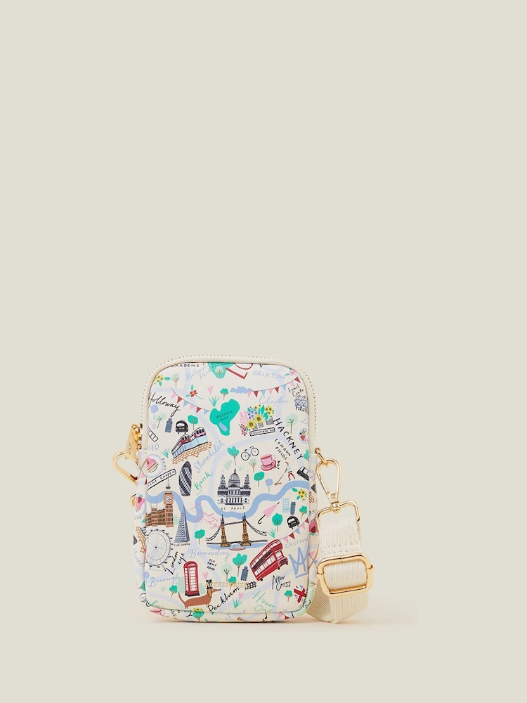 Accessorize White London Print Phone Bag - Image 1 of 4 Accessorize White London Print Phone Bag - Image 1 of 4