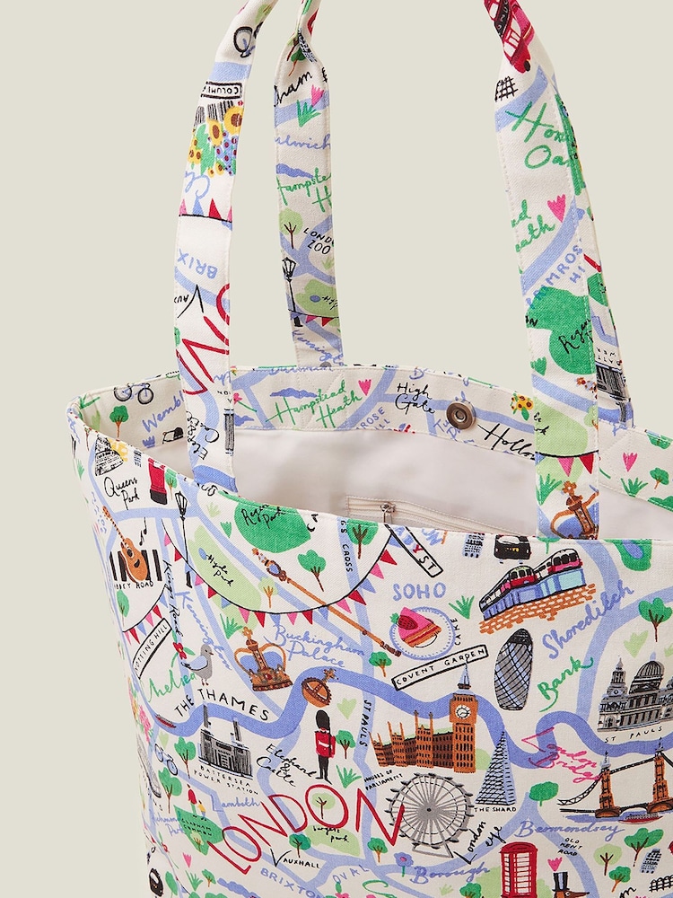 Accessorize London Zemljevid potisk; vzorec Nakupovalna torba - Slika 4 iz 4
