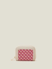 Accessorize Pink Weave Zip Around Wallet - Image 1 of 3