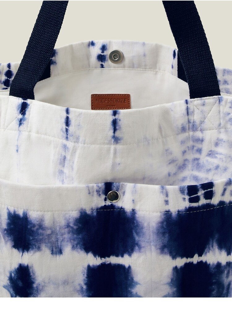 Accessorize Blue Tie Dye Large Shopper Bag - Image 3 of 3