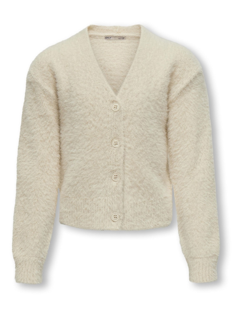 ONLY KIDS Button Up Fluffy White Cardigan - Image 2 of 3