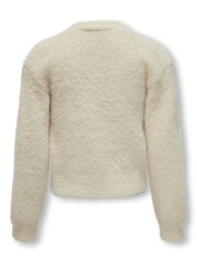 ONLY KIDS Button Up Fluffy White Cardigan - Image 3 of 3