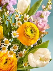 Lilac and Yellow Rose and Tulip Fresh Flower Bouquet With Vase - Image 2 of 5